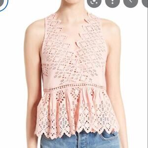 Sea New York pink peach sleeveless eyelet lace blouse size 0
